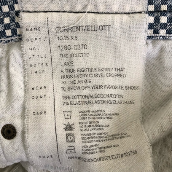 Current/Elliott Stiletto Gingham Jeans - Size 29 - Picture 5 of 10